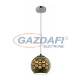 OPTONICA PD9004 3D üveg függesztett lámpa, négyzet mintás, króm - E27 40W 200x175mm