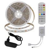 Optonica RGB LED szett03:5m DC12V 5050 60SMD/m IP54 RGB LED szalag+tápegység+vezérlő+távirányító - 8W/m,480lm/m,10mm