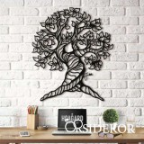 Öreg fa levelekkel falikép fából