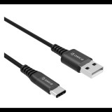 ORICO adatkábel és töltő (USB - Type-C, gyorstöltés támogatás, 100cm, törésgátló, cipőfűző minta) FEKETE (HTK-10_B) (HTK-10_B) - Adatkábel