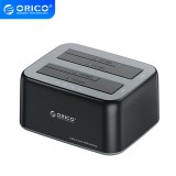 Orico HDD/SSD Dokkoló - 6829C3-C-EU-BK (2x 2,5"/3,5" HDD/SSD -> USB-A, Offline klón funkció, Max.: 36TB, fekete)