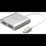 ORICO Mini DP 1.2 (M) to Dual DP (F) Adapter Silver (ORICO XD-MDF2DP4-SV-BP)