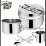 Orion Camping edény- és étkészlet 7 db - rozsdamentes acélból (111308)