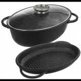 Orion Sütőedény GRANDE Aroma kétoldalas 43x30x17 cm-es üvegfedél (127027)