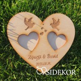 OrsiDekor Egyedi fa gyűrűhordozó szív, galambokkal