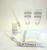 OrsiDekor Elegáns, strasszos esküvői kollekció: gyűrűpárna + esküvői pezsgőspohár