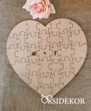 OrsiDekor Esküvői szív alakú vendégkönyv, fa puzzle
