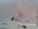 OrsiDekor Köszönetajándék cukrozott mandulával rózsaszín tüllbe csomagolva