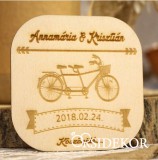 OrsiDekor Köszönetajándék fából - poháralátét tandem bicikli