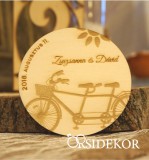 OrsiDekor Köszönetajándék fából - poháralátét tandem bicikli