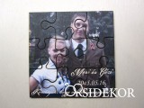OrsiDekor Puzzle köszönetajándék saját képpel, organza zsákban