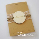 OrsiDekor Vintage esküvői meghívó csipkével, spárgával és fa rátéttel