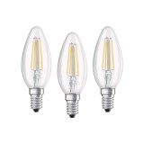 Osram BASE Clas LED fényforrás E14 4W Gyertya meleg fehér filament (3db) (4058075819313) (4058075819313)