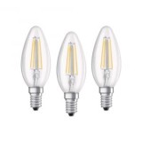 Osram BASE Clas LED fényforrás E14 4W Gyertya meleg fehér filament (3db) (4058075819313)