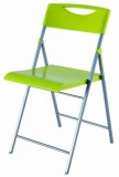 Összecsukható szék, fém és műanyag, ALBA "Smile" zöld