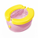 Összecsukható utazó bili gyerekeknek, 1-5 éves korig, ABS+PP+szilikon, 20x21x10 cm - rózsaszín