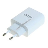 OTB hálózati töltő adapter 2db USB csatlakozó, 2.4A, fehér