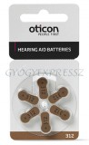 OTICON 312 Elem Hallókészülékhez 6 db