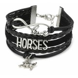Ötsoros "Szeretem a lovakat" bőr karkötő