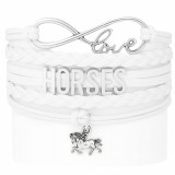 Ötsoros "Szeretem a lovakat" bőr karkötő