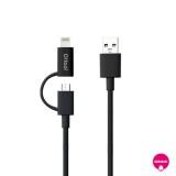 Ozaki O!tool Combo Cable Plus- Lightning &eacute;s Micro USB k&aacute;bel 1m - fekete