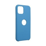 OEM iPhone 11 Pro szilikon tok, hátlaptok, telefon tok, velúr belsővel, logonál kivágott, matt, kék, Silicone Premium