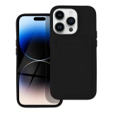 OEM iPhone 14 Pro szilikon tok, hátlap tok, telefon tok, bankkártya tartóval, fekete, Card