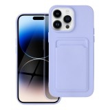 OEM iPhone 14 Pro szilikon tok, hátlap tok, telefon tok, bankkártya tartóval, lila, Card