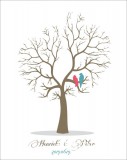 OrsiDekor Esküvői vendégkönyv, ujjlenyomatfa madarakkal