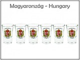 Pálinkás pohár szett 3,4cl 6db Babér címeres Magyarország