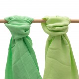 Pamut pelenkák New Baby 70x80 cm 2 db sötétzöld színű, élénkzöld színű