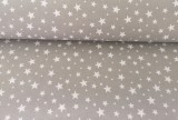 Pamutvászon szürke alapon fehér csillag mintás textil - 160 cm