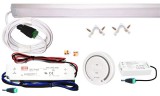Pannon LED 100cm-es 14 Wattos, 12 Voltos hidegfehér LED szalag, opál, alumínium sarok profilban, fix tápegységgel, 2.4G-s rádiófrekvenciás 1-zónás fali távirányítós vezérlővel (60db 2835 SMD LED)