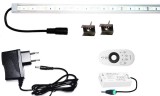 Pannon LED 100cm-es 14 Wattos, 12 Voltos középfehér LED átlátszó keskeny alumínium profilban, adapterrel, RF 4 zónás távirányítós, 2.4G vezérlős (60db 2835 SMD LED)