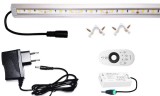 Pannon LED 100cm-es 14 Wattos, 12 Voltos középfehér LED, átlátszó, sarok alumínium profilban, adapterrel, RF 4 zónás távirányítós, 2.4G vezérlős (60db 2835 SMD LED)