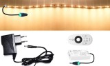 Pannon LED 10m hosszú 54Wattos, RF 4 zónás FUT007 távirányítós, vezérlős, 24V adapteres melegfehér LED szalag (600db L2835 SMD LED)