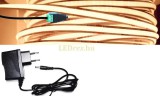Pannon LED 1m hosszú 15Wattos, kapcsoló nélküli, 24V adapteres melegfehér LED szalag (252db SOB LED)