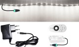 Pannon LED 1m hosszú 15Wattos, RF 4 zónás FUT007 távirányítós, vezérlős, 24V adapteres hidegfehér LED szalag (60db P2835 SMD LED)