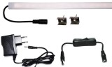 Pannon LED 200cm-es 28 Wattos, 12 Voltos középfehér LED, opál, keskeny alumínium profilban, adapterrel, lengőkapcsolóval (120db 2835 SMD LED)