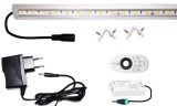 Pannon LED 200cm-es 28 Wattos, 12 Voltos melegfehér LED, átlátszó, sarok alumínium profilban, adapterrel, RF 4 zónás FUT007 távirányítós, vezérlős (120db 2835 SMD LED)