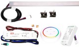 Pannon LED 200cm-es 40 Wattos, 24 Voltos RGBWW LED, opál, keskeny alumínium profilban, fix tápegységgel, 1-zónás S2-W RF fali távirányítós vezérlővel (120db 5050 SMD LED)