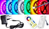 Pannon LED 2m hosszú 31 Wattos, 4 zónás FUT092 RF távirányítós, 24V adapteres RGB LED szalag (120db P5050 SMD LED)