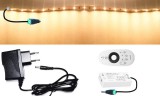 Pannon LED 3m hosszú 17Wattos, RF 4 zónás FUT007 távirányítós, vezérlős, 24V adapteres melegfehér LED szalag (180db L2835 SMD LED)