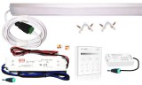 Pannon LED 50cm-es 7 Wattos, 12 Voltos középfehér LED szalag, opál, alumínium sarok profilban, fix tápegységgel, 2.4G-s rádiófrekvenciás 4-zónás B1 fali távirányítós vezérlővel (30db 2835 SMD LED)