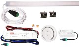 Pannon LED 50cm-es 7 Wattos, 12 Voltos melegfehér LED, opál, keskeny alumínium profilban, fix tápegységgel, RF FUT087 1-zónás fali távirányítós vezérlővel (30db 2835 SMD LED)