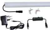 Pannon LED 50cm-es 7 Wattos, 12 Voltos melegfehér LED szalag, opál, alumínium negyed íves sarok profilban, adapterrel, lengőkapcsolóval (30db 2835 SMD LED)