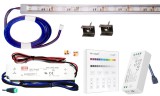 Pannon LED 50cm-es 8 Wattos, 12 Voltos RGB LED átlátszó keskeny alumínium profilban, fix tápegységgel, 4 zónás B3 RF fali távirányítós vezérlővel (30db 5050 SMD LED)