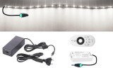 Pannon LED 5m hosszú 70Wattos, RF 4 zónás FUT007 távirányítós, vezérlős, 24V adapteres hidegfehér LED szalag (300db 2835 SMD LED)