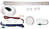 Pannon LED 75cm-es 10 Wattos, 12 Voltos melegfehér LED, átlátszó, sarok alumínium profilban, fix tápegységgel, RF FUT087 1-zónás fali távirányítós vezérlővel (45db 2835 SMD LED)