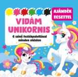 Pannon-Literatúra Kft. Vidám unikornis - 6 színű festékpalettával minden oldalon - ajándék ecsettel